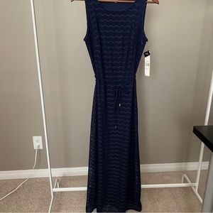 NWT - Sandra Darren navy crochet sleeveless dress